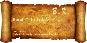 Benő Kristóf névjegykártya