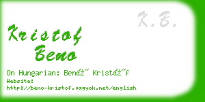 kristof beno business card